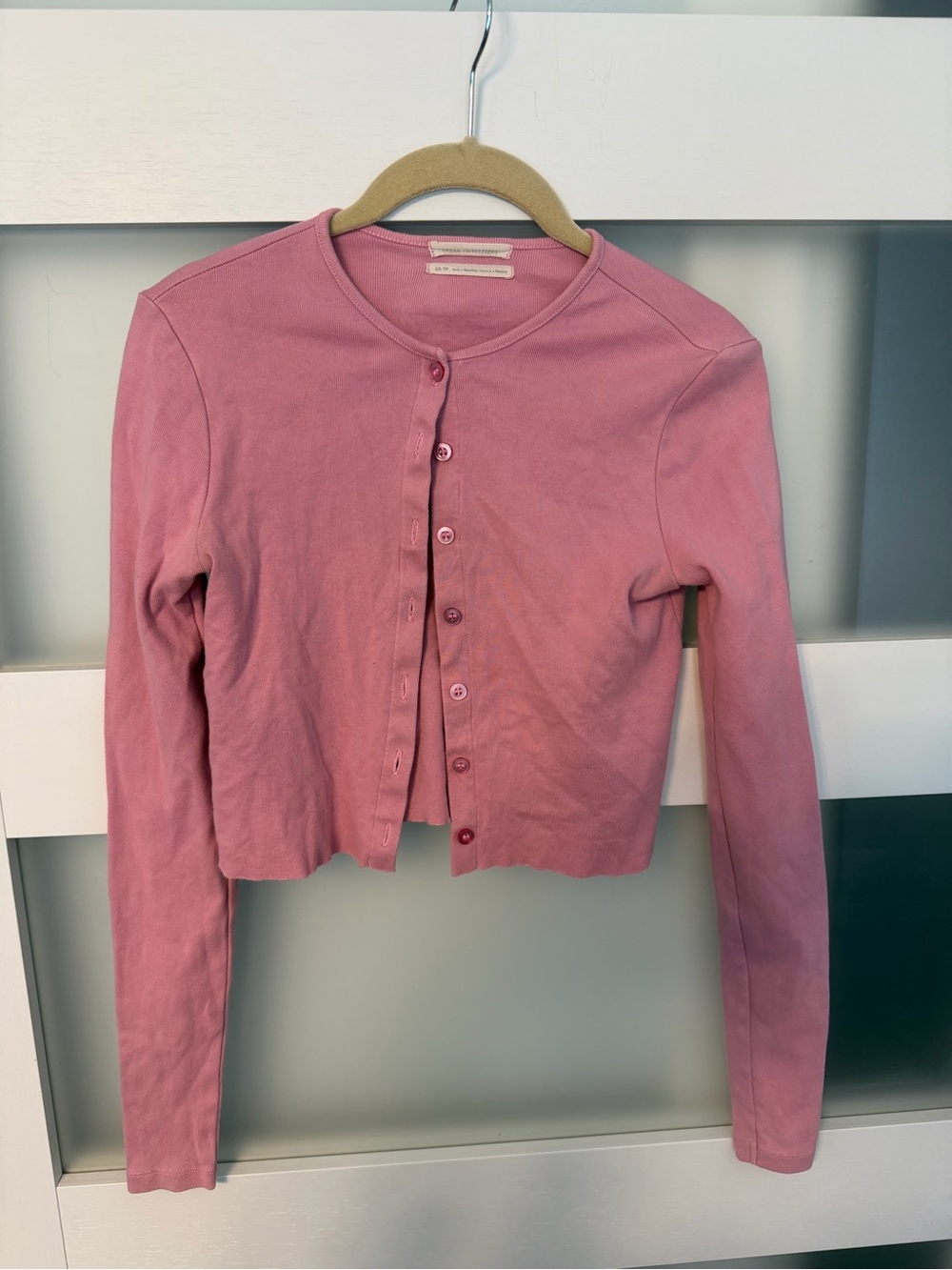 Urban Outfitters Rose Pink Cropped Button Cardigan